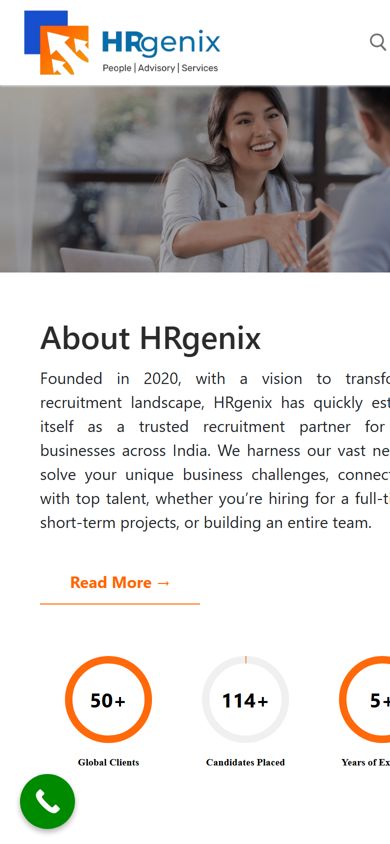 HRGenix website on mobile