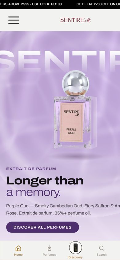 Sentire by PC website on mobile