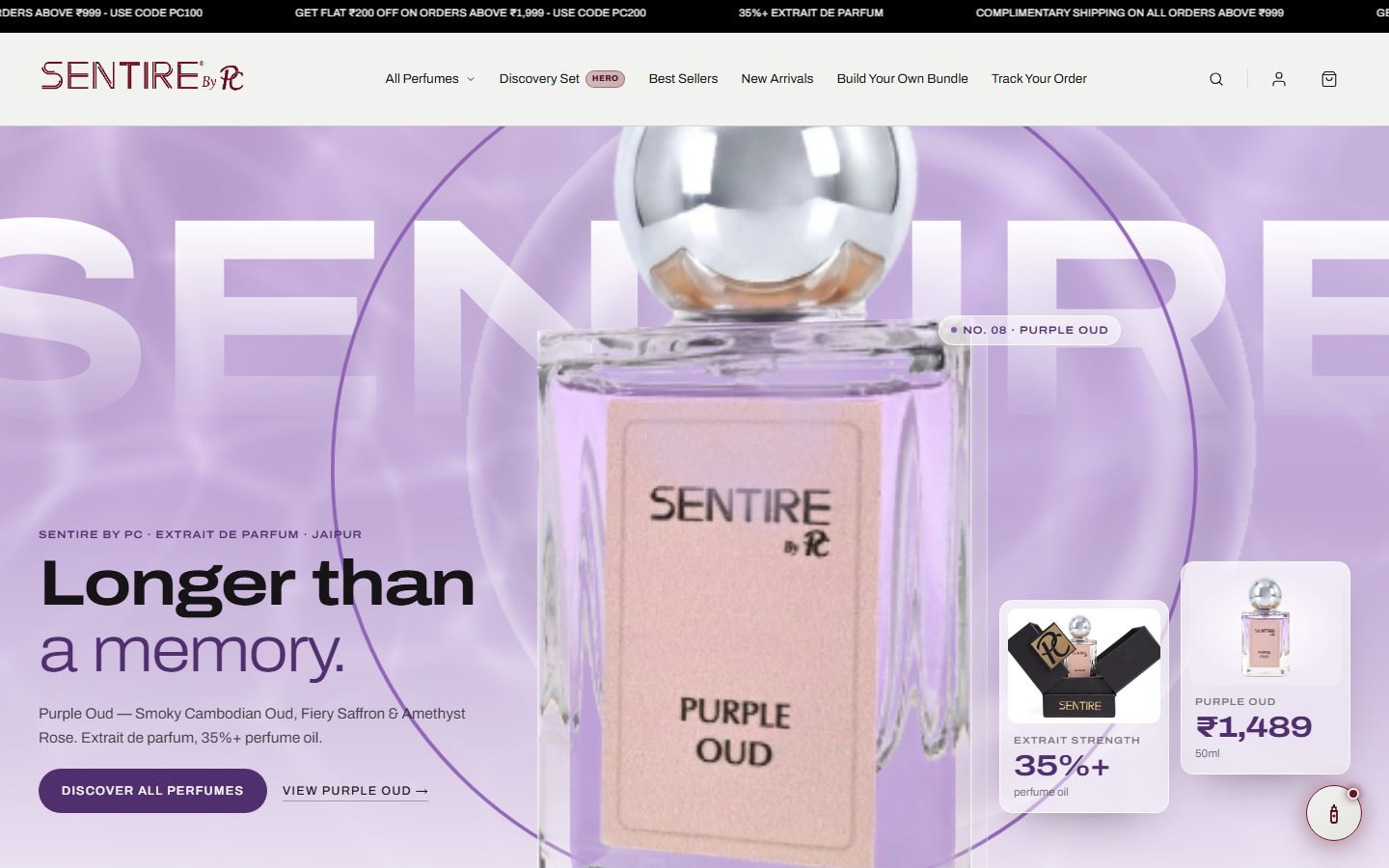 Sentire by PC website